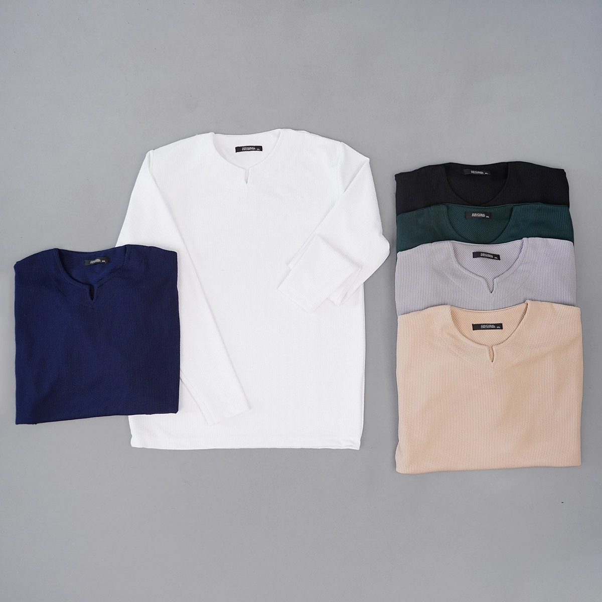 بلوز مردانه سبز یقه کوبایی مدل Etron